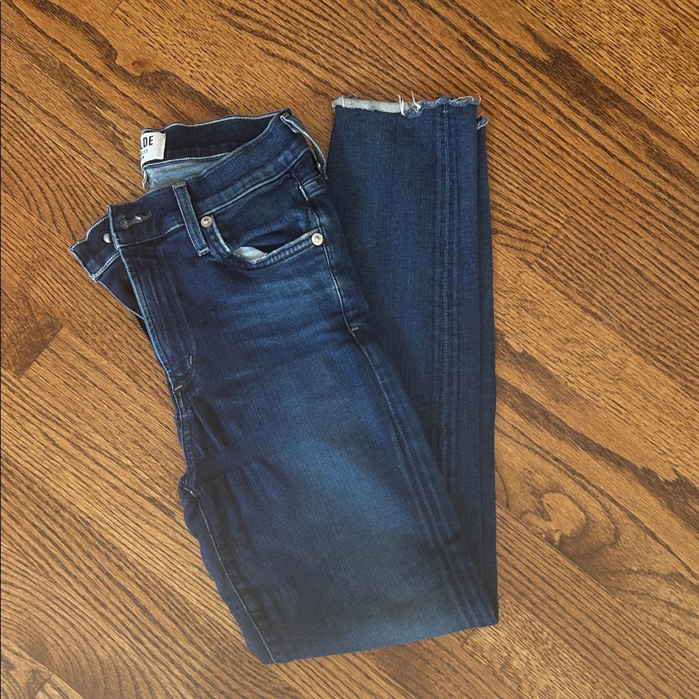 Agolde Deep Indigo Raw Hem Jeans